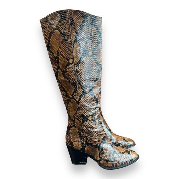 Calvin Klein Women's MASSIE Knee High Boot, CUOIO/DARK WALNUT, 11 Sexy Dress - Picture 2 of 10